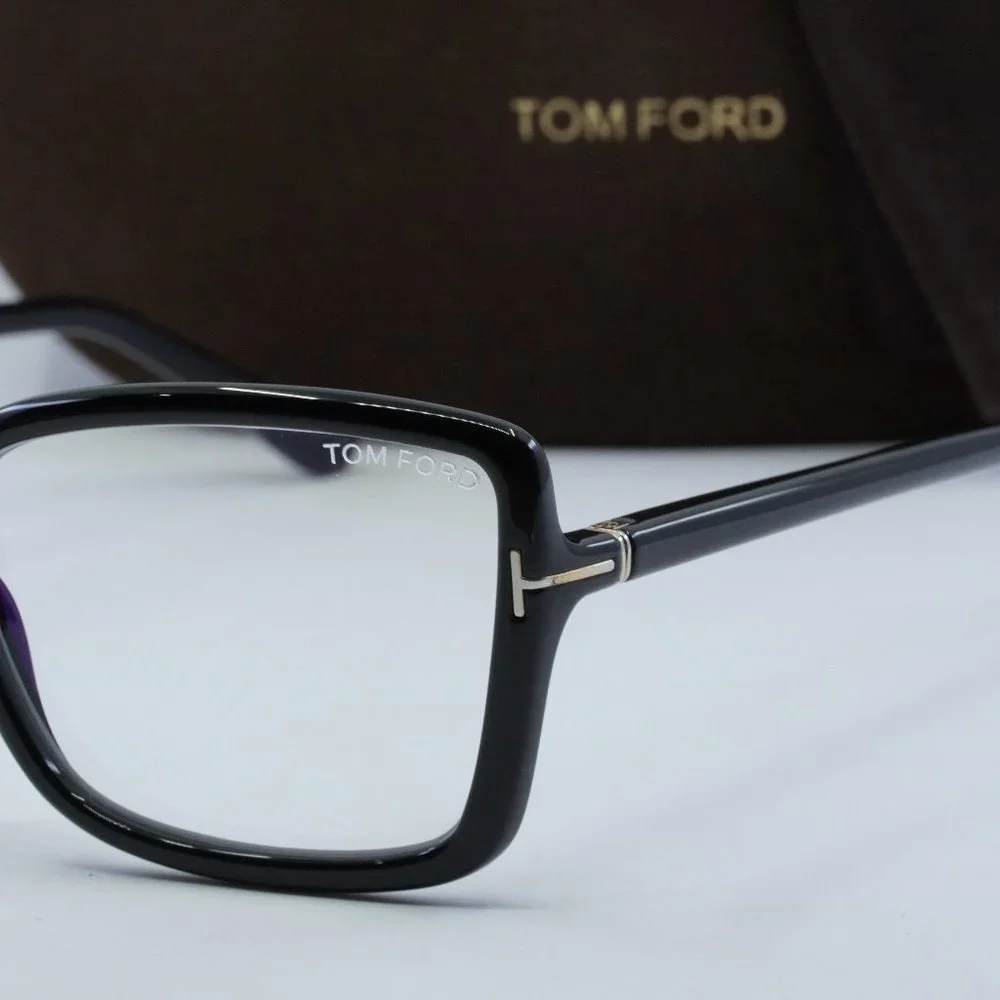 Tom Ford FT5813-B 001 Rectangle Eyeglasses 56mm - Black / Blue Light Block